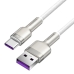 Кабель USB/Type-C 1 м Baseus Cafule Series Metal 66 Вт білий зі сріблястим