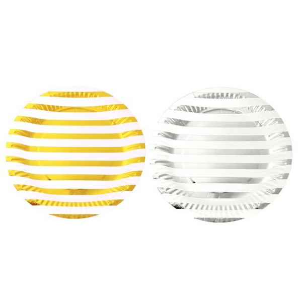 Тарілки одноразові 23.5 см Фольговані смужки 10 шт мікс