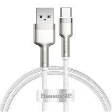 Кабель USB/Type-C 1 м Baseus Cafule Series Metal 66 Вт білий зі сріблястим