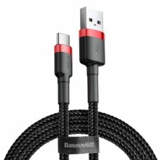Кабель USB/Type-C 2 м Baseus Cafule 3 А чорний з червоним