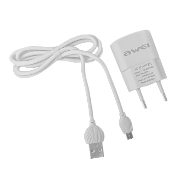 Зарядний пристрій з кабелем USB/microUSB 1 м Awei C-831 5 V 2.1 А білий