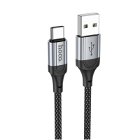 Кабель USB/Type-C 1 м Hoco X102 3 А чорний зі сріблястим