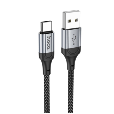 Кабель USB/Type-C 1 м Hoco X102 3 А чорний зі сріблястим