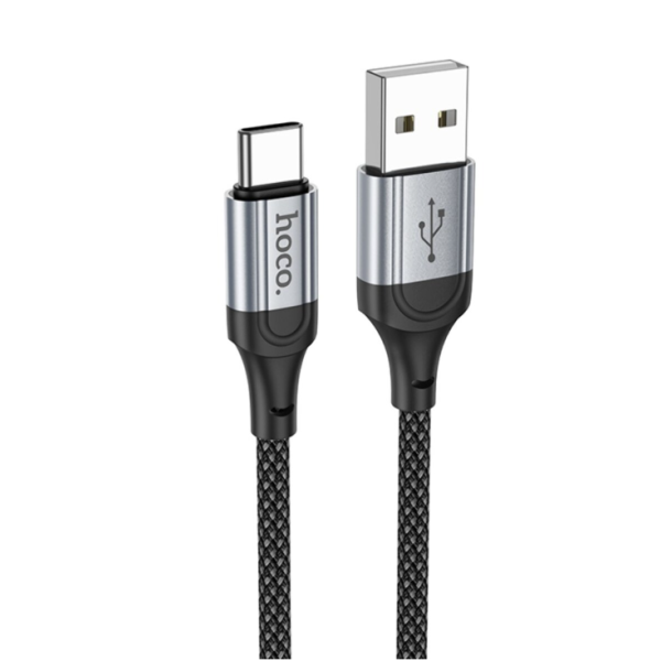 Кабель USB/Type-C 1 м Hoco X102 3 А чорний зі сріблястим