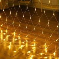 Світлодіодна гірлянда-сітка прозорий дріт 120 LED SOFI ліхтарики 1.5 х 1.25 м 8 режимів жовтий