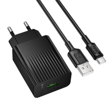 Зарядний пристрій з кабелем USB/Type-C 1 м BOROFONE BAS72A Source 18 W 3 А чорний