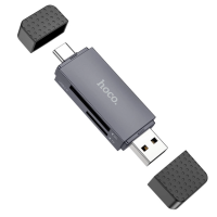 Кардрідер HOCO HB45 Spirit 2-in-1 USB/Type-C 2.0 card reader Metal Gray new
