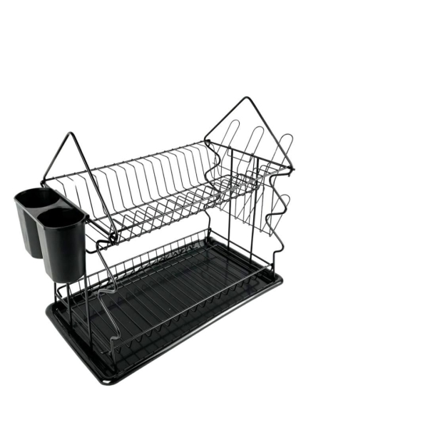 Сушарка для посуду Empire 3369 двоярусна метал 36 х 23 х 38 см чорний