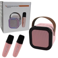 Колонка портативна з 2 мікрофонами Mini K12 Bluetooth LED рожевий