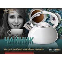 Чайник для плити Empire EM-7709 Ким нержавіюча сталь 3 л білий new