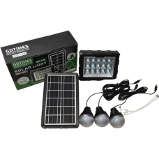 Ліхтар-прожектор сонячна станція GDTIMES GD-106 з лампами та повербанк 3.8 Вт 4000 мАг чорний