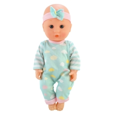 Пупс 2538 у блакитному комбінезоні з аксесуарами шарнірний 29 см