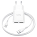 Зарядний пристрій з кабелем 2хUSB/Type-C 1 м HOCO C88A 2.4 A білий
