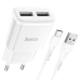Зарядний пристрій з кабелем 2хUSB/Type-C 1 м HOCO C88A 2.4 A білий