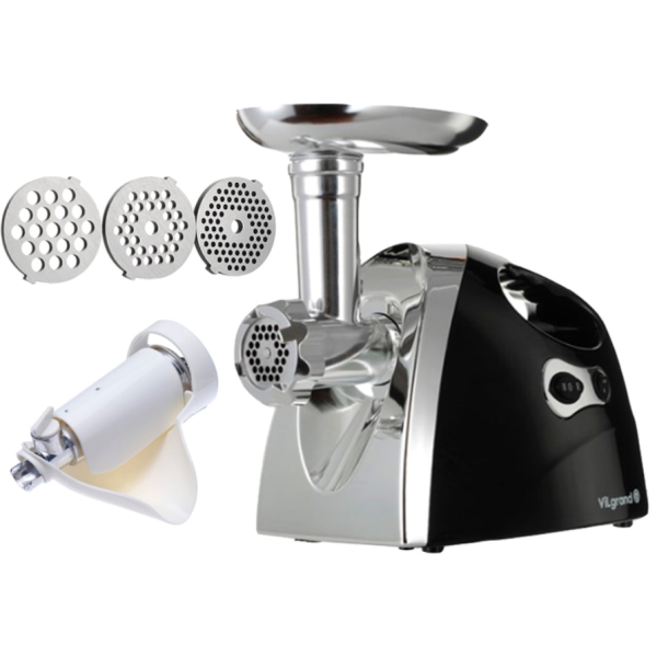М'ясорубка електрична Vilgrand V203-BRMG з додатковими насадками 2000 Вт чорний зі сріблястим