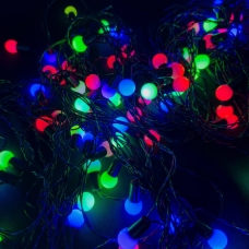 Світлодіодна гірлянда-бахрома чорний дріт 96 LED SOFI кулька велика матова 2 х 2 м мульти