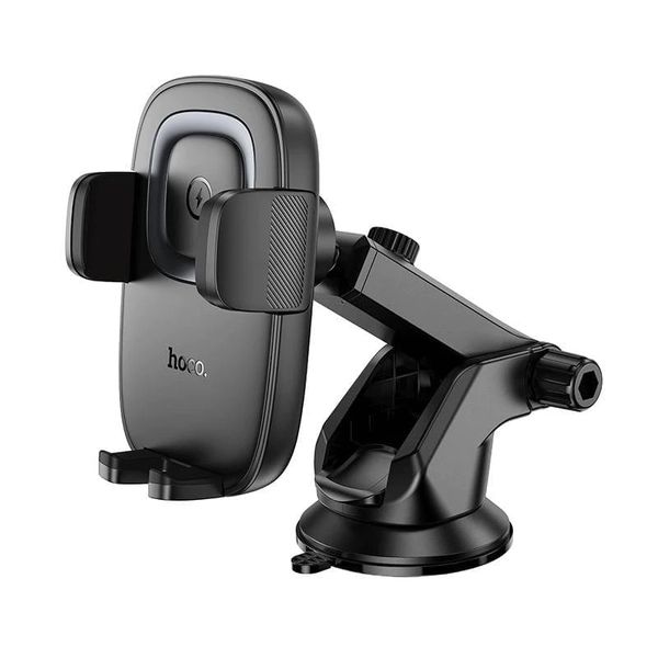 Автотримач для телефона з БЗП HOCO HW32 Crown push-type wireless charging car holder (center console) Black Metal Gray new