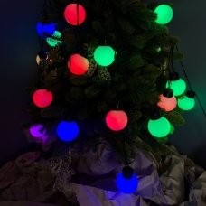 Світлодіодна гірлянда-нитка чорний дріт 20 LED SOFI кулька велика матова 4.5 м мульти