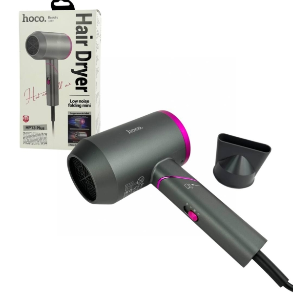 Фен дорожній HOCO HP13 Plus 1600 Вт складана ручка чорний з рожевим Фен дорожній HOCO HP13 Plus 1600 Вт складана ручка чорний з рожевим