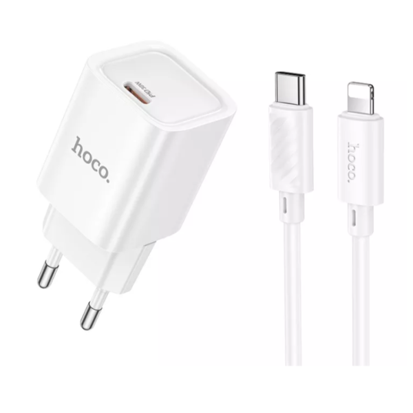 Зарядний пристрій з кабелем Type-C/Apple Lightning 1 м HOCO C148A Charm 30 W 12 V 2.5 A білий