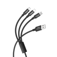 Кабель 3в1 USB/Apple Lightning+Type-C+microUSB 1 м Hoco X14 Times 2 A чорний