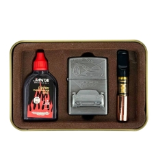 Набір запальничка бензин мундштук Porsche Carrera GT 2-34 кремнієвий підпал метал сріблястий