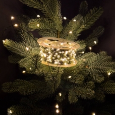 Світлодіодна гірлянда-нитка зелений дріт 1200 LED Роса D-Top USB на котушці з пультом крапля 120 м теплий білий