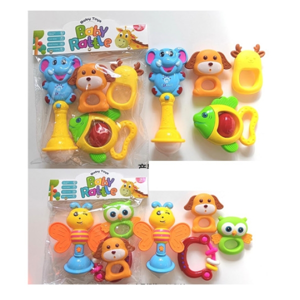 Брязкальце A888-177-183 (96шт) набір 4шт, від 8см, текстурні деталі, 2 види, у пакеті, 22,5-25-6см new