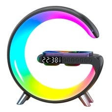 Колонка портативна з годинником Smart Light бездротова зарядка Bluetooth LED чорний