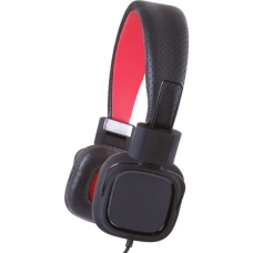 Навушники дротові накладні Gemix Clarks AUX з мікрофоном чорний з червоним