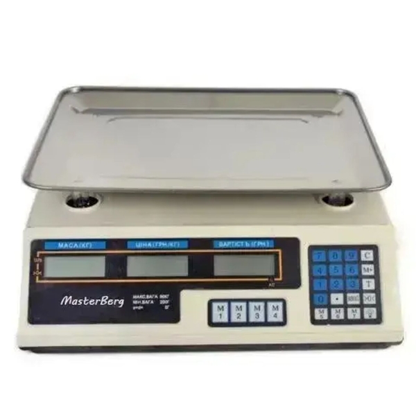 Ваги торговельні електронні до 50 кг Masterberg МТ-218 точність 5 г білий